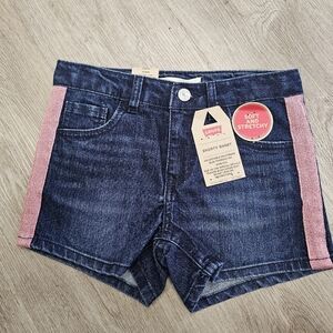NWT - Levi's Girls Shorty Shorts w/pink sparkle detailing.